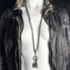 Gunmetal and Baroque Pearl Opera Necklace or Double-Wrap Choker with Pewter and Pearl Tassel - Image 3