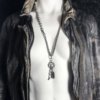 Gunmetal and Baroque Pearl Opera Necklace or Double-Wrap Choker with Pewter and Pearl Tassel - Image 4