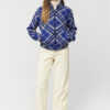 Royal Blue Plaid Knit Zip Jacket