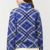 Royal Blue Plaid Knit Zip Jacket - Image 2