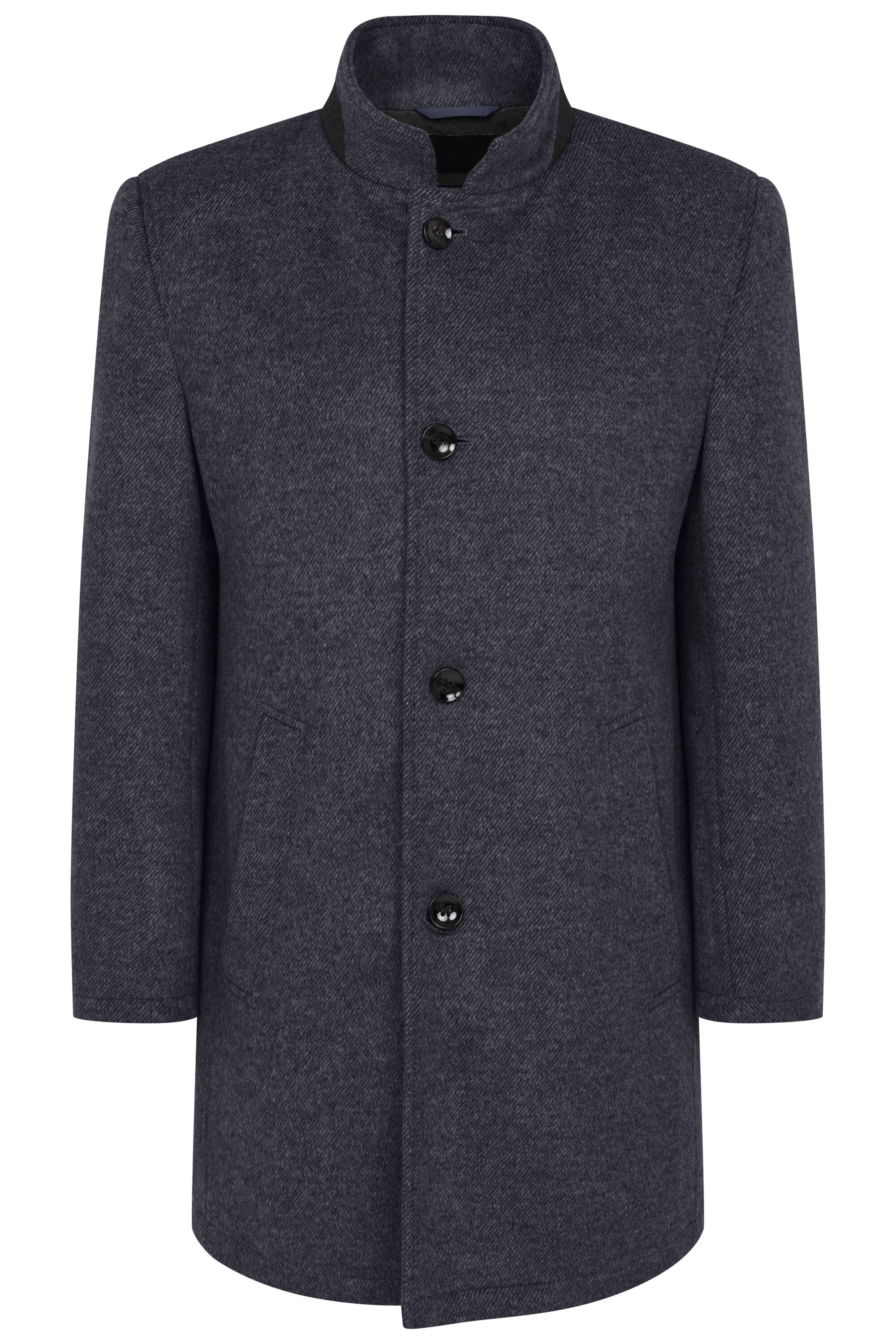 Mid Blue Twill Car Coat with Contrast Trim