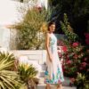 Pleated Satin Floral Print Maxi Dress - Image 2