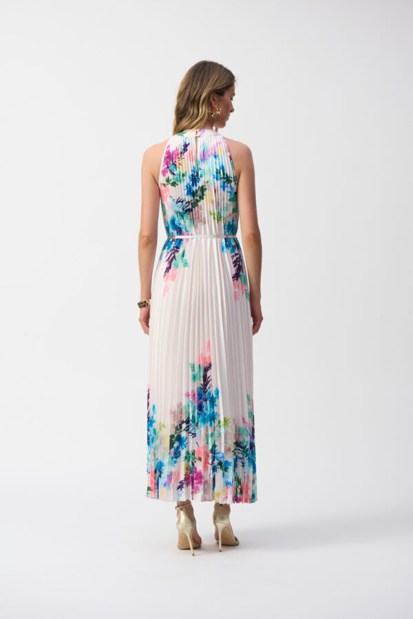 Pleated Satin Floral Print Maxi Dress - Image 8