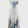 Pleated Satin Floral Print Maxi Dress - Image 6