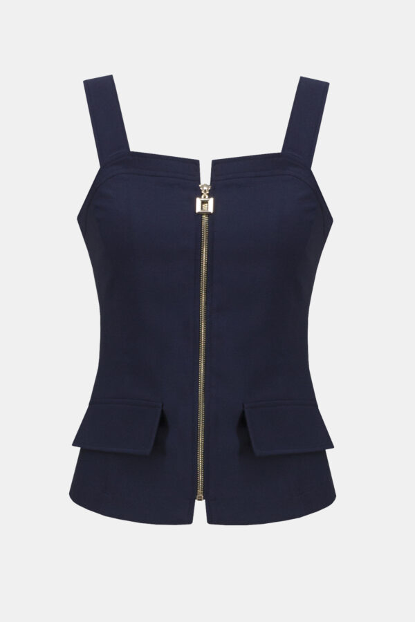 Midnight Blue Lux Twill Bustier Fitted Top - Image 2