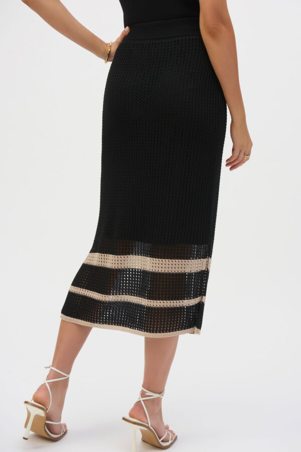 Sweater Knit Open Stitch Stripe Skirt - Image 5