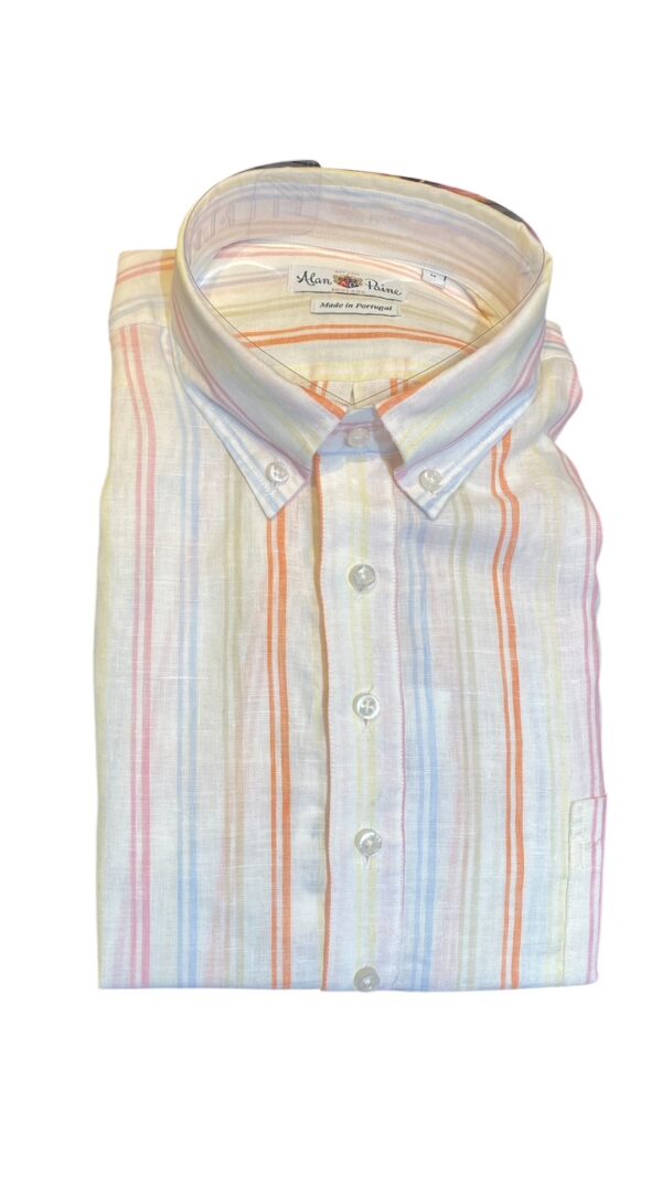 Alan Paine Linen Popover Shirt-Stripe