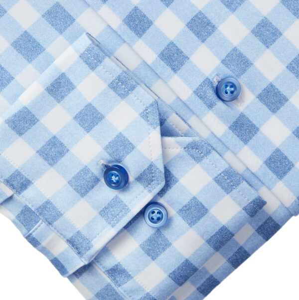 Modern 4Flex Stretch Knit Shirt Light Blue Check - Image 3