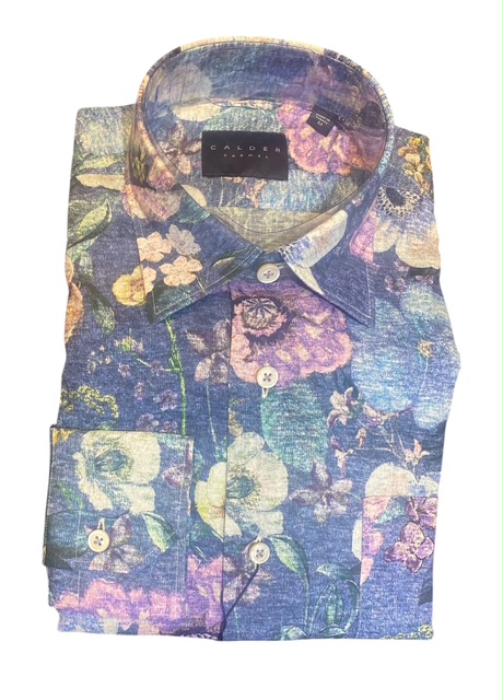 Calder Navy Floral Shirt - Image 2