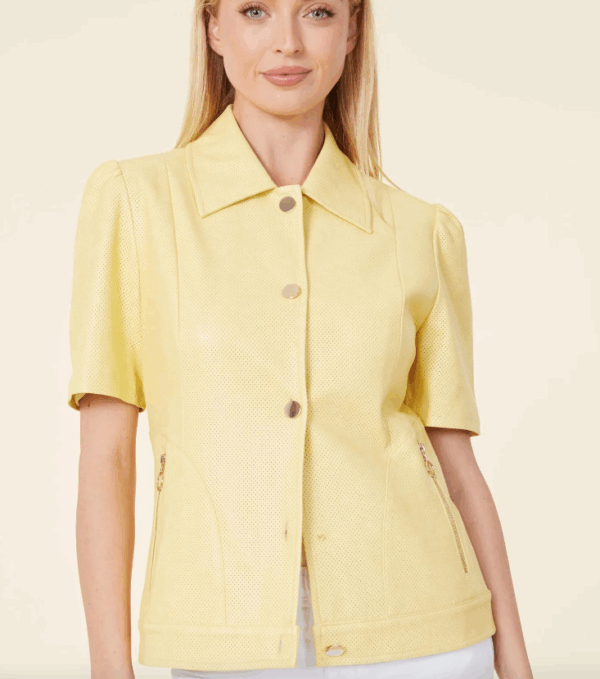 Vegan Leather Perforated Short Sleeve Shirt Jacket (multiple colors) - Image 3
