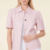 Vegan Leather Perforated Short Sleeve Shirt Jacket (multiple colors)