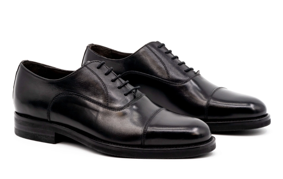 Campania Italian Calf Leather Cap Toe in Black