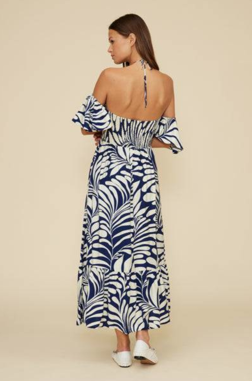 Ophelia Navy & White Halter Dress - Image 4