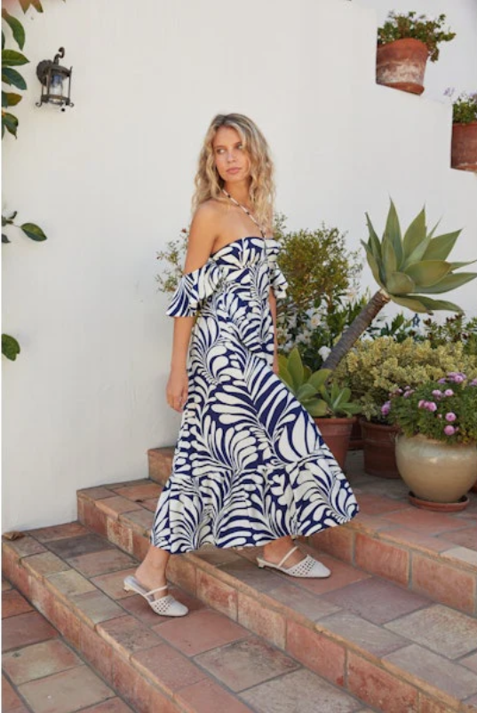 Ophelia Navy & White Halter Dress