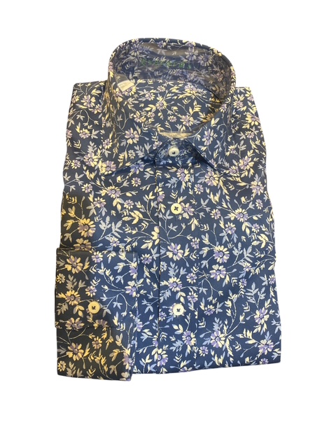 Navy Purple Floral Shirt - Image 2